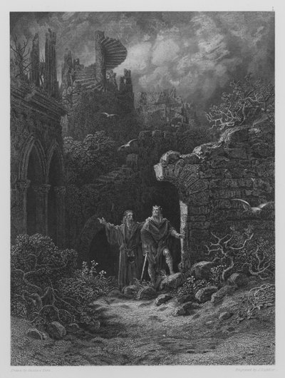 Yniol Shows Prince Geraint His Ruined Castle by Gustave after Dore
